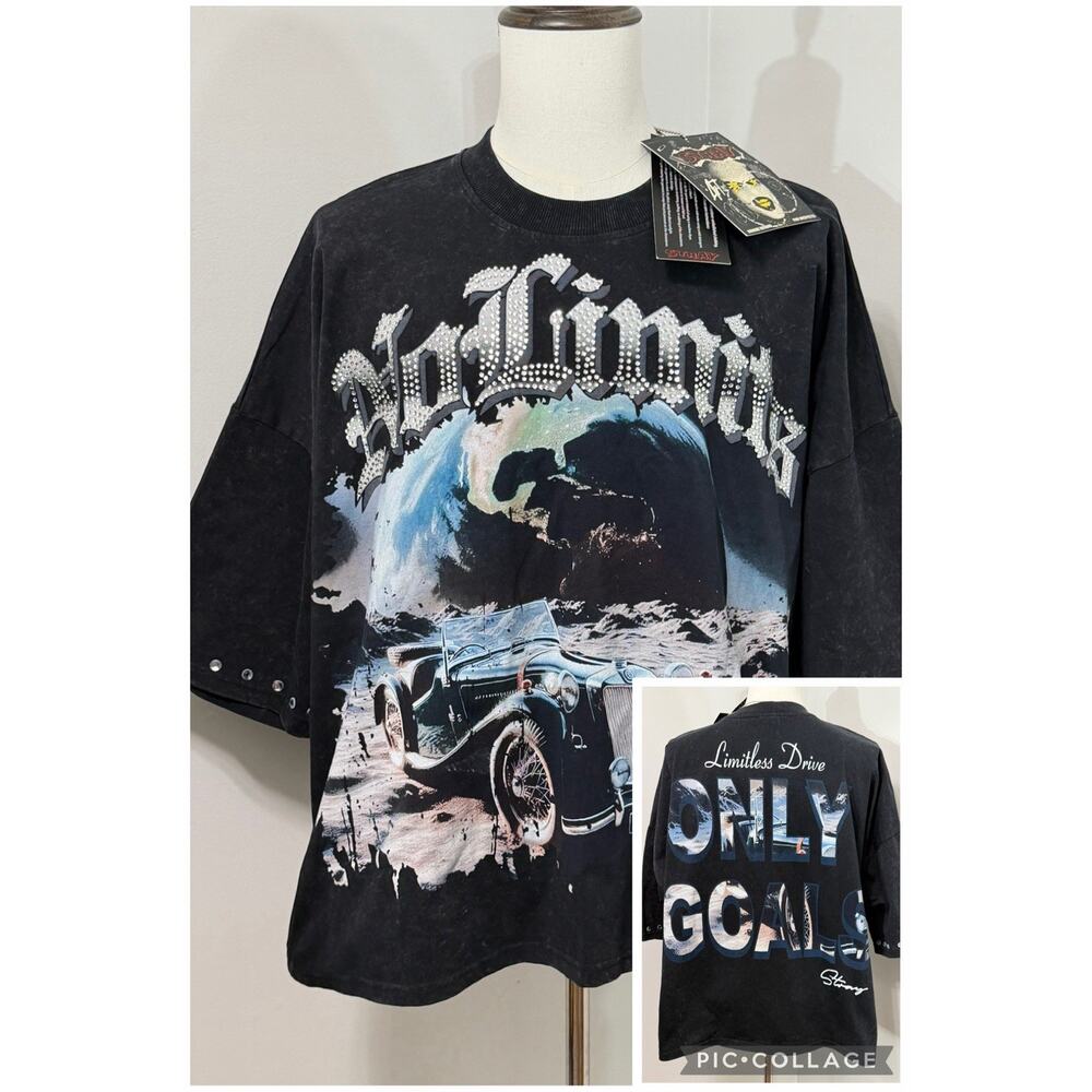 NEW Stray Industries Studded NO LIMITS ONLY LOCALS Car Shirt Streetwear XL $149